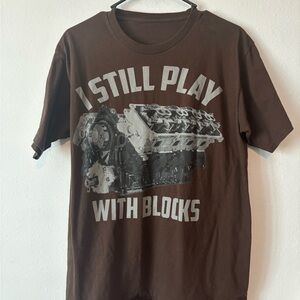 Brown Short Sleeve Tee with Vintage Graphic